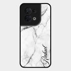 White Marble Patter Glass Case Cover For Oppo Reno 8 5G