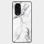 White Marble Patter Glass Case Cover For Oppo Reno 8T 5G