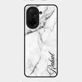 White Marble Patter Glass Case Cover For Poco C71