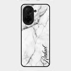 White Marble Patter Glass Case Cover For Poco C71