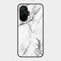 White Marble Patter Glass Case Cover For Poco F7 5G