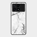White Marble Patter Glass Case Cover For Poco X6 Pro 5G