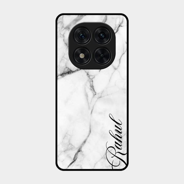 White Marble Patter Glass Case Cover For Poco X7 5G
