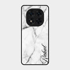 White Marble Patter Glass Case Cover For Poco X7 5G
