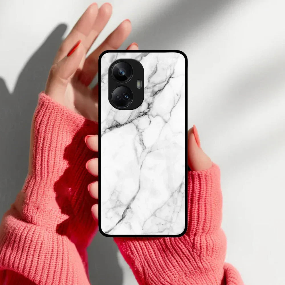 White Marble Patter Glass Case Cover For Realme/Narzo - ShopOnCliQ