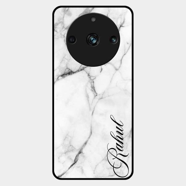 White Marble Patter Glass Case Cover For Realme 11 Pro Plus 5G