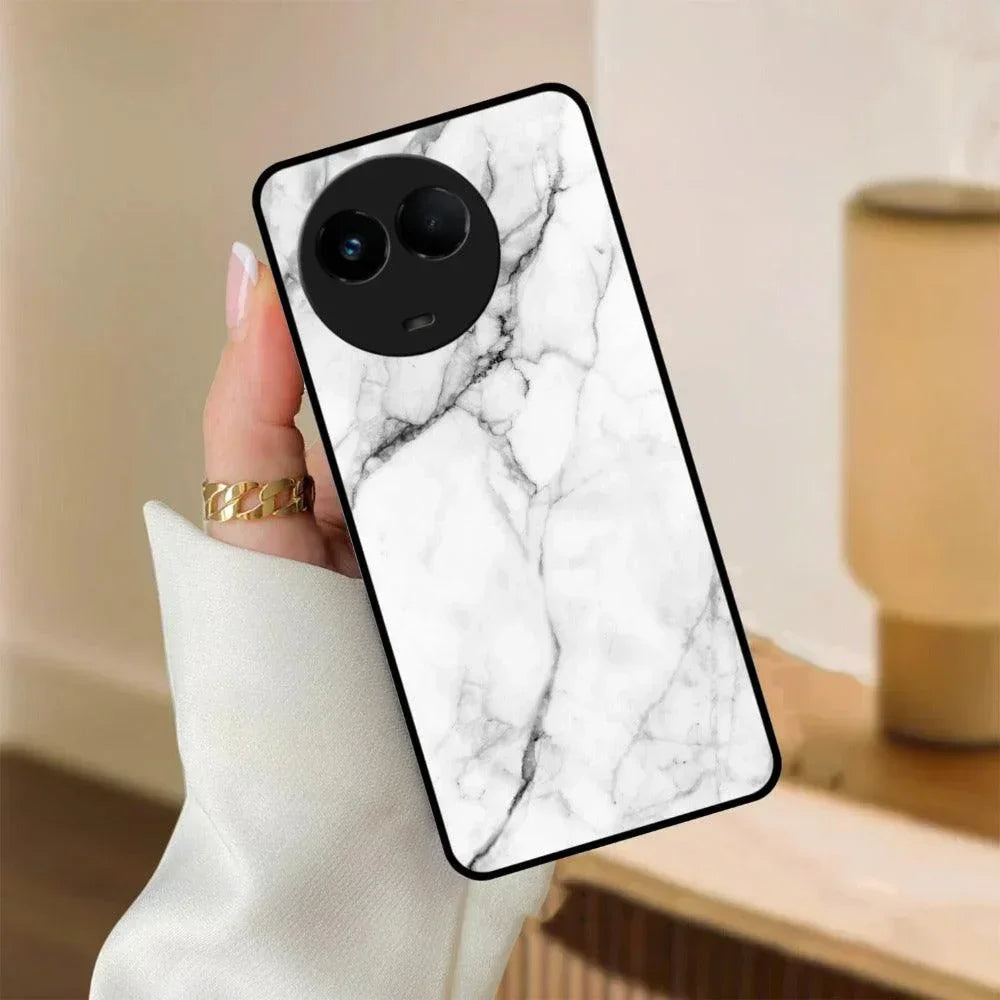 White Marble Patter Glass Case Cover For Realme/Narzo - ShopOnCliQ