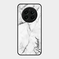White Marble Patter Glass Case Cover For Realme 12 Plus 5G