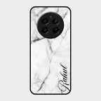 White Marble Patter Glass Case Cover For Realme 12 Plus 5G