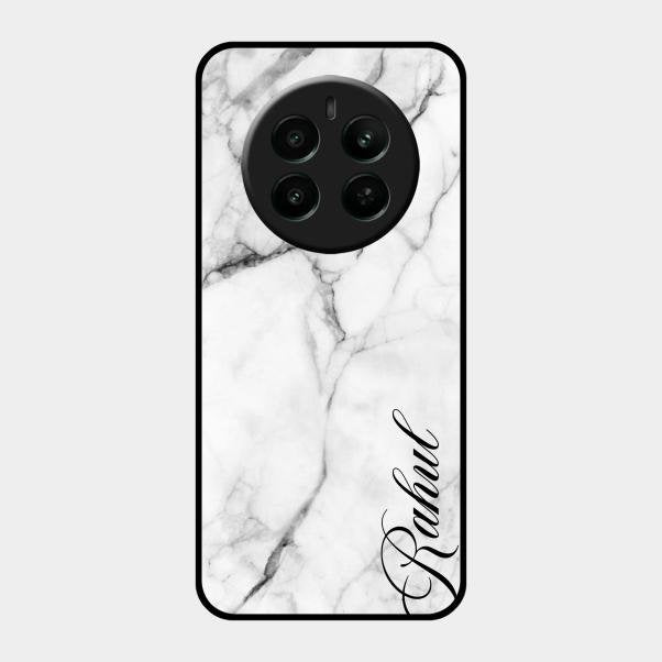 White Marble Patter Glass Case Cover For Realme 12 Plus 5G