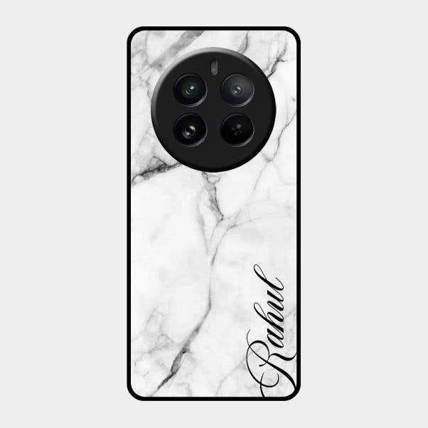 White Marble Patter Glass Case Cover For Realme 12 Pro 5G
