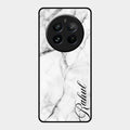 White Marble Patter Glass Case Cover For Realme 12 Pro Plus 5G
