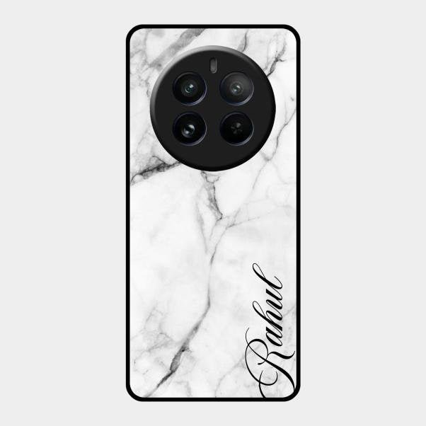 White Marble Patter Glass Case Cover For Realme 12 Pro Plus 5G