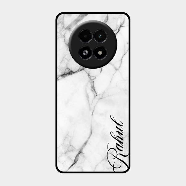 White Marble Patter Glass Case Cover For Realme 13 5G