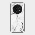 White Marble Patter Glass Case Cover For Realme 13 Plus 5G