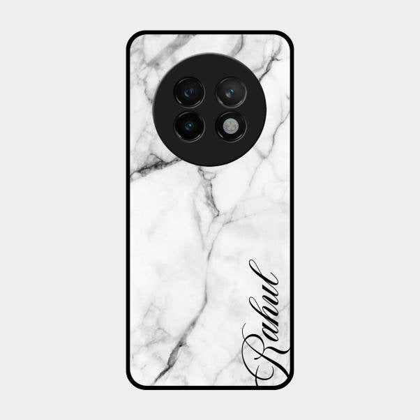 White Marble Patter Glass Case Cover For Realme 13 Plus 5G