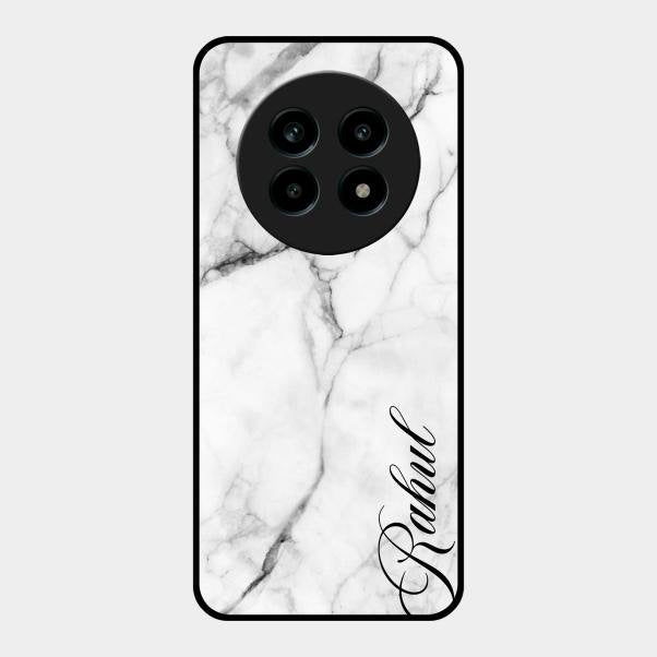 White Marble Patter Glass Case Cover For Realme 13 Pro Plus 5G