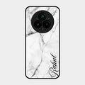 White Marble Patter Glass Case Cover For Realme 14 Pro 5G