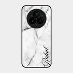 White Marble Patter Glass Case Cover For Realme 14 Pro 5G