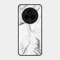 White Marble Patter Glass Case Cover For Realme 14 Pro Plus 5G