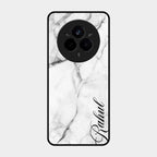 White Marble Patter Glass Case Cover For Realme 14 Pro Plus 5G