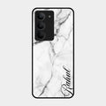 White Marble Patter Glass Case Cover For Realme 14X 5G
