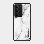 White Marble Patter Glass Case Cover For Realme 14X 5G