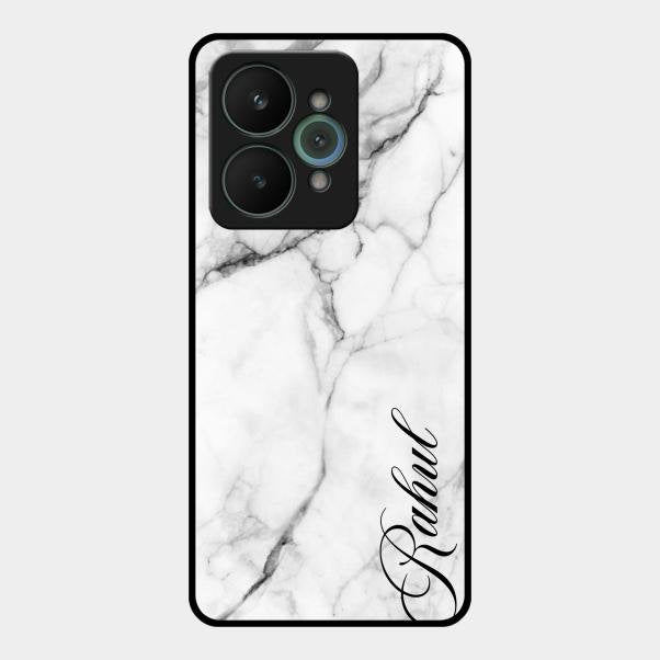 White Marble Patter Glass Case Cover For Realme 15 5G