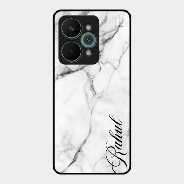 White Marble Patter Glass Case Cover For Realme 15 Pro 5G