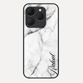 White Marble Patter Glass Case Cover For Realme 15T 5G