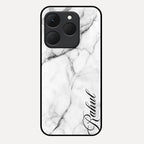 White Marble Patter Glass Case Cover For Realme 15T 5G