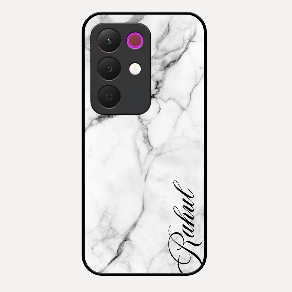 White Marble Patter Glass Case Cover For Realme 15X 5G