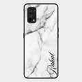 White Marble Patter Glass Case Cover For Realme 7 Pro