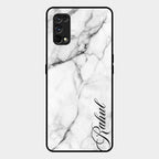 White Marble Patter Glass Case Cover For Realme 7 Pro