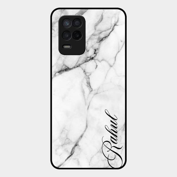 White Marble Patter Glass Case Cover For Realme 9 5G