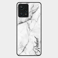 White Marble Patter Glass Case Cover For Realme 9 Pro 5G