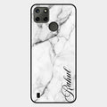 White Marble Patter Glass Case Cover For Realme C25Y