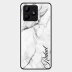 White Marble Patter Glass Case Cover For Realme C53