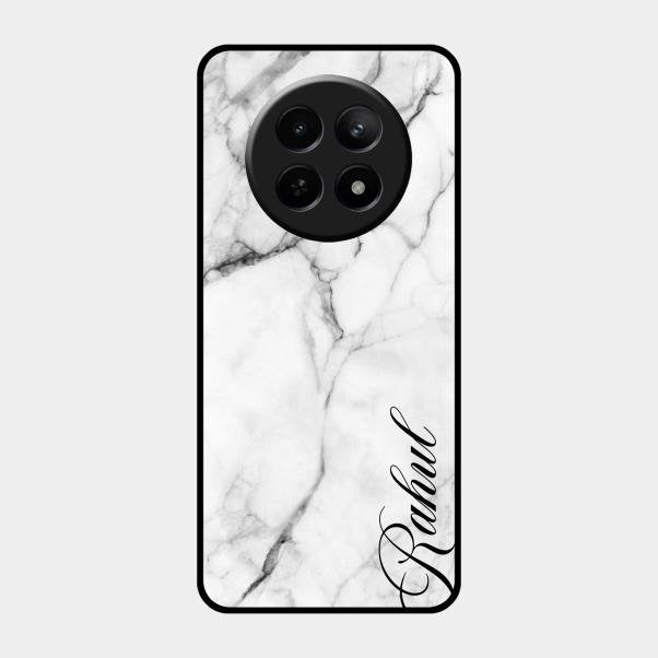 White Marble Patter Glass Case Cover For Realme C65 5G