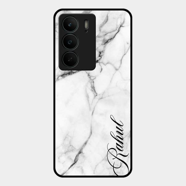 White Marble Patter Glass Case Cover For Realme C75 5G