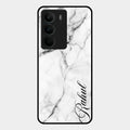 White Marble Patter Glass Case Cover For Realme C75 5G