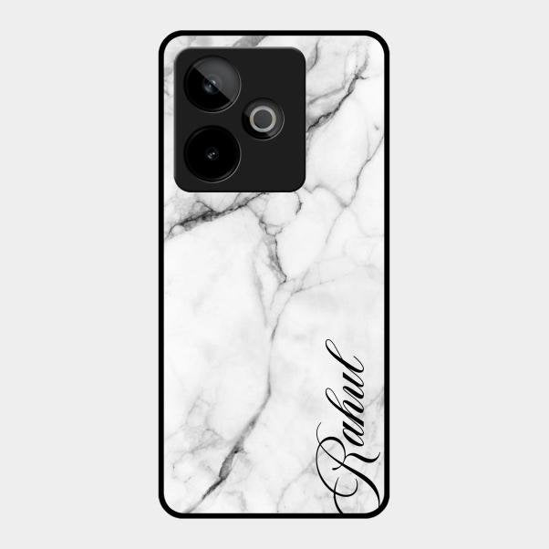 White Marble Patter Glass Case Cover For Realme Gt 7 5G