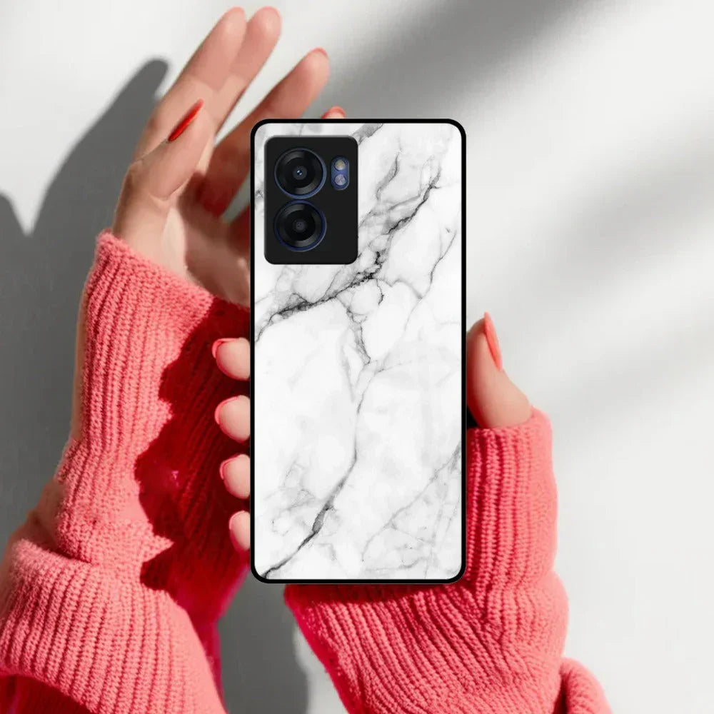 White Marble Patter Glass Case Cover For Realme/Narzo - ShopOnCliQ
