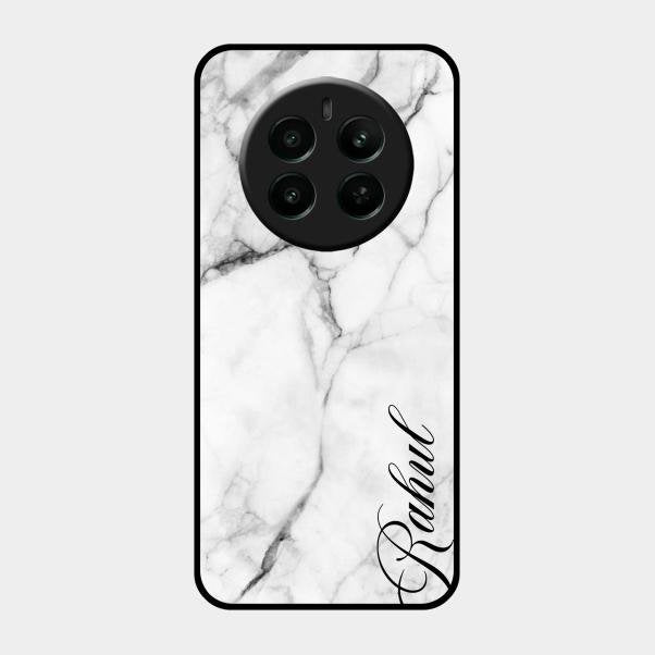 White Marble Patter Glass Case Cover For Realme Narzo 70 Pro 5G