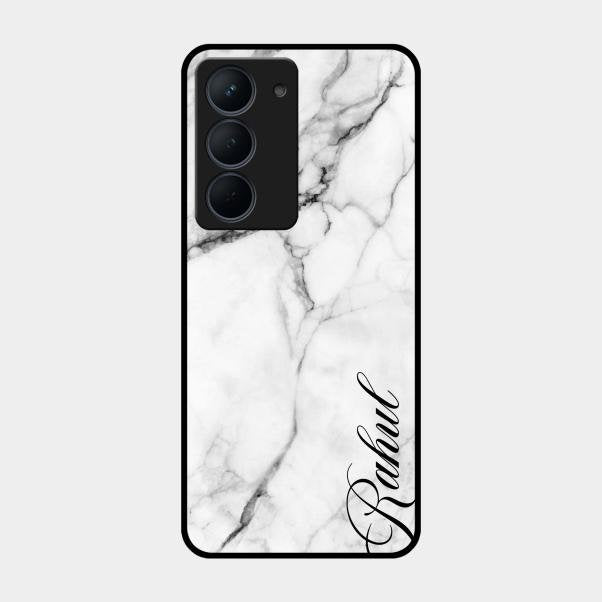 White Marble Patter Glass Case Cover For Realme Narzo 80X 5G