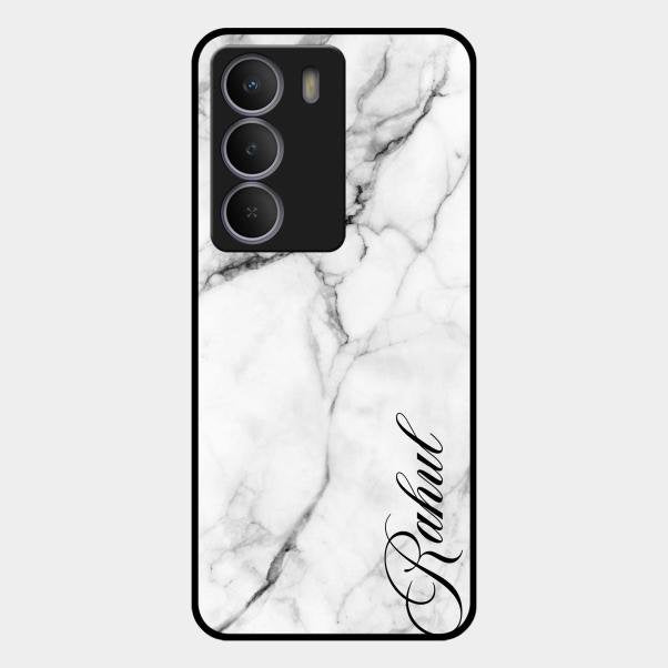 White Marble Patter Glass Case Cover For Realme P3 Lite 5G