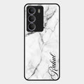 White Marble Patter Glass Case Cover For Realme P3 Lite 5G