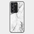 White Marble Patter Glass Case Cover For Realme P3 Lite 5G