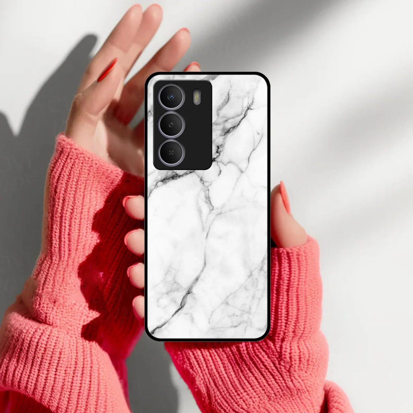White Marble Patter Glass Case Cover For Realme/Narzo - ShopOnCliQ