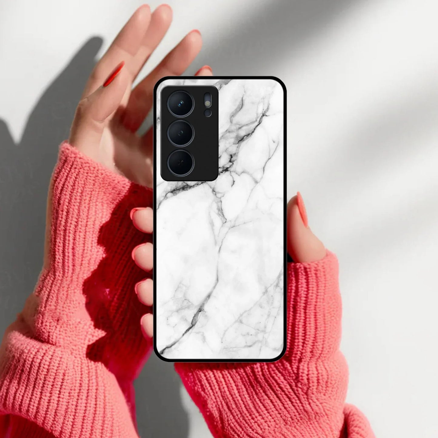 White Marble Patter Glass Case Cover For Realme/Narzo - ShopOnCliQ